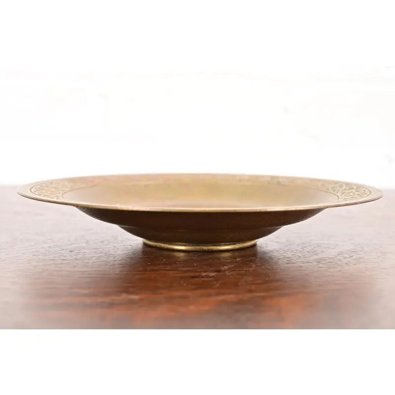 Tiffany Studios New York Bronze Doré Shallow Bowl or Plate With Decorative Border - Image 3