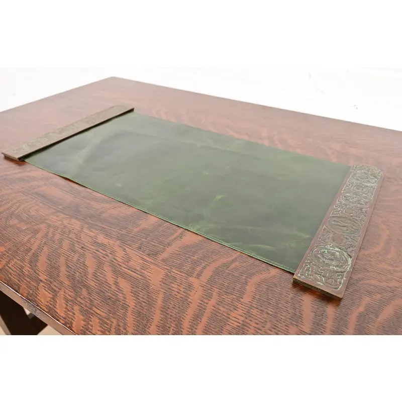 Tiffany Studios New York Zodiac Bronze Blotter Ends With Leather Desk Blotter - Image 3