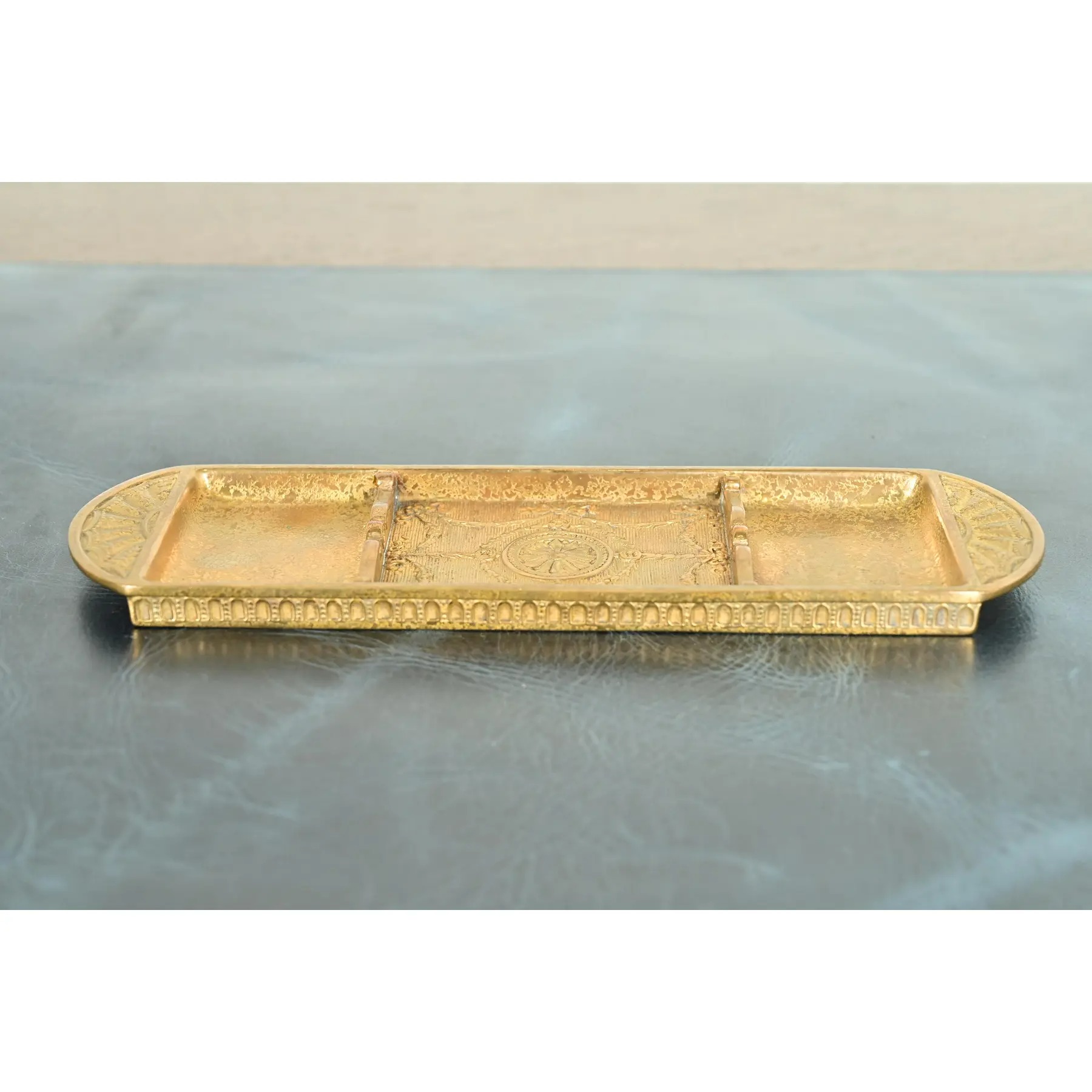 Tiffany Studios New York Adam Pattern Bronze Doré Pen Tray - Image 2