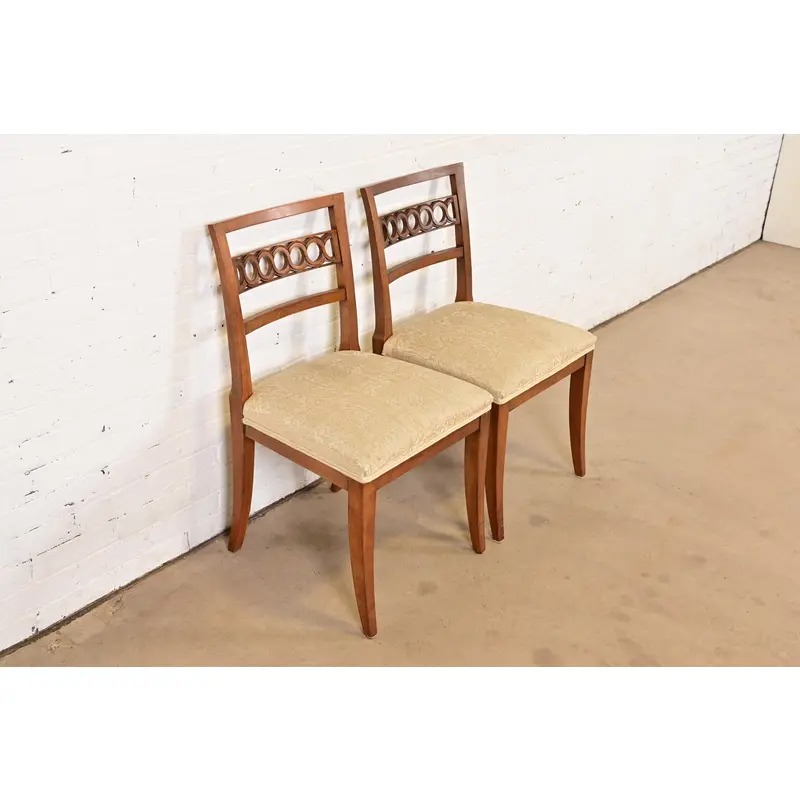 Kindel Furniture Regency Carved Cherry Wood Side Chairs or Dining Chairs, Pair - Image 4