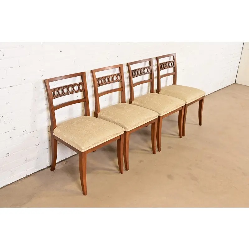 Kindel Furniture Regency Carved Cherry Wood Side Chairs or Dining Chairs, Set of Four - Image 4