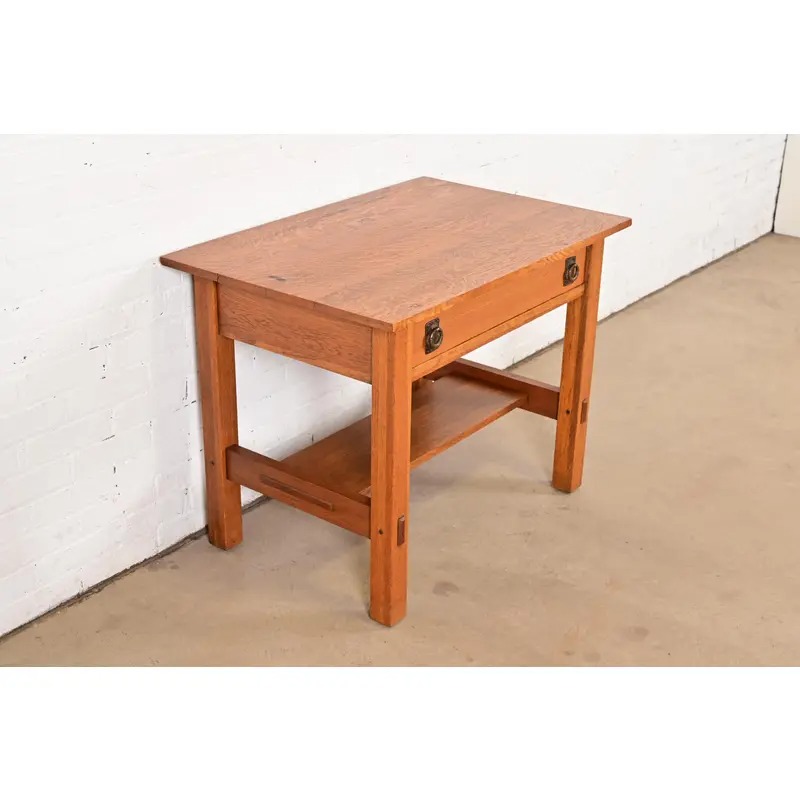 Lifetime Furniture Antique Mission Oak Arts & Crafts Desk or Library Table, Circa 1910 - Image 4