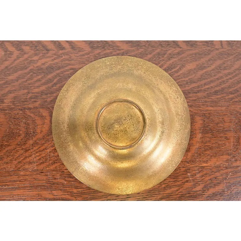 Tiffany Studios New York Bronze Doré Shallow Bowl or Plate With Decorative Border - Image 4