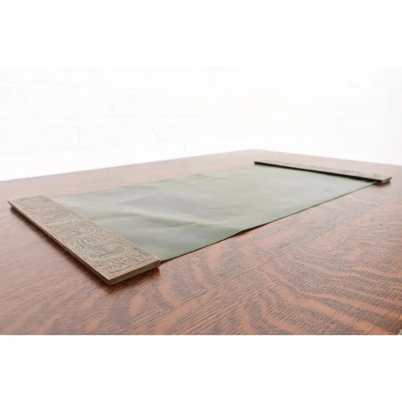 Tiffany Studios New York Zodiac Bronze Blotter Ends With Leather Desk Blotter - Image 4