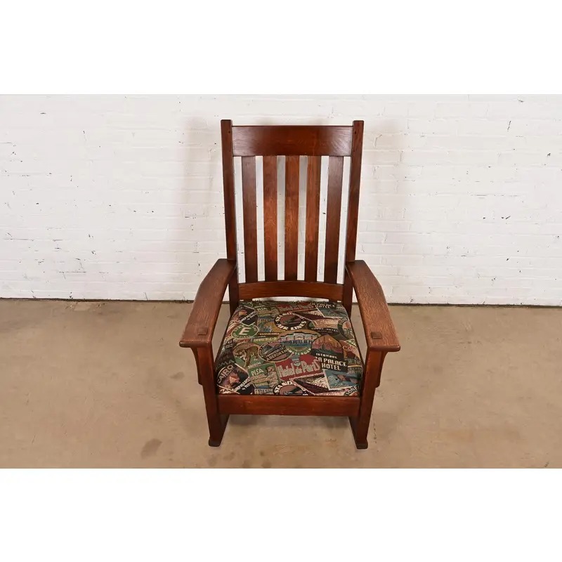 J. M. Young & Sons Antique Mission Oak Arts & Crafts Rocking Chair, Circa 1900 - Image 5