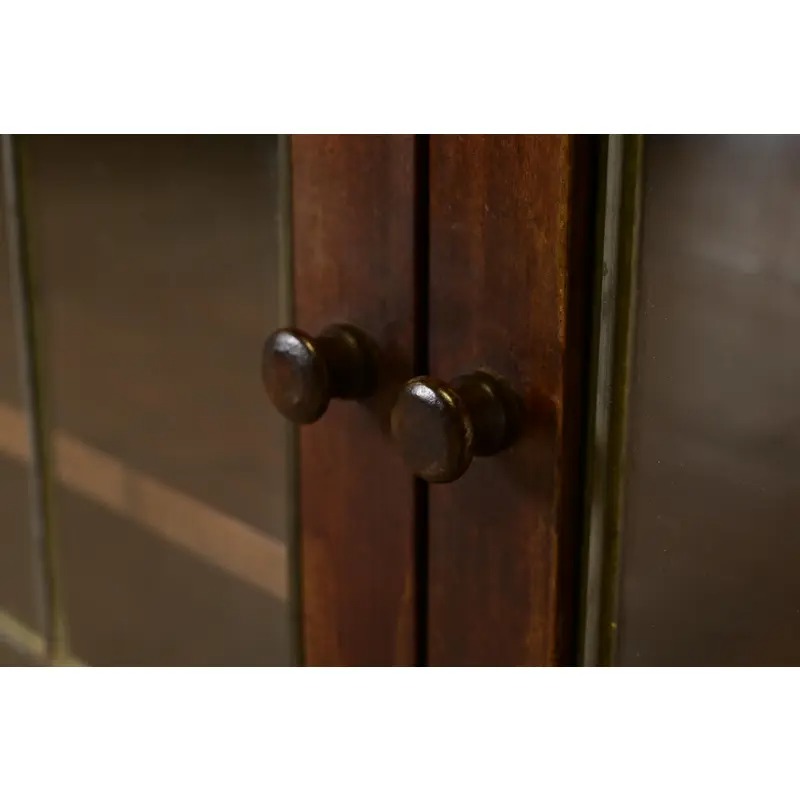 Limbert Style Mission Arts & Crafts Mahogany Leaded Glass Front Double Bookcase Cabinet, Circa 1900 - Image 5