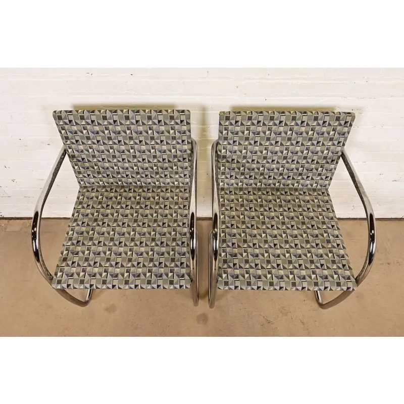 Mies Van Der Rohe for Knoll Chrome Brno Chairs, Pair - Image 5