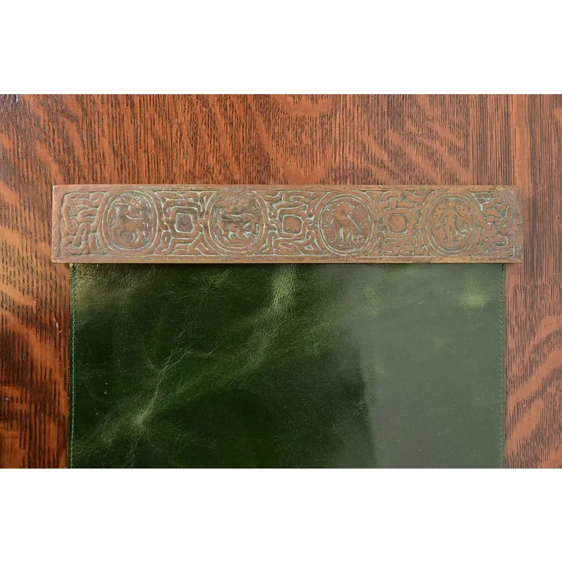 Tiffany Studios New York Zodiac Bronze Blotter Ends With Leather Desk Blotter - Image 5