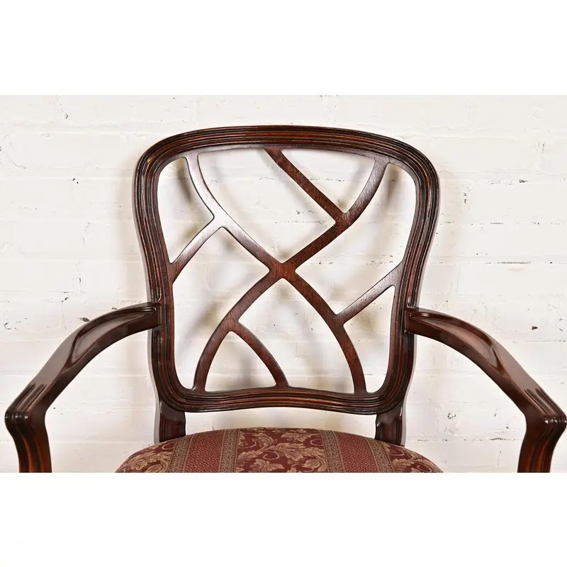 Kindel Furniture Federal Carved Mahogany Arm Chairs, Pair - Image 6