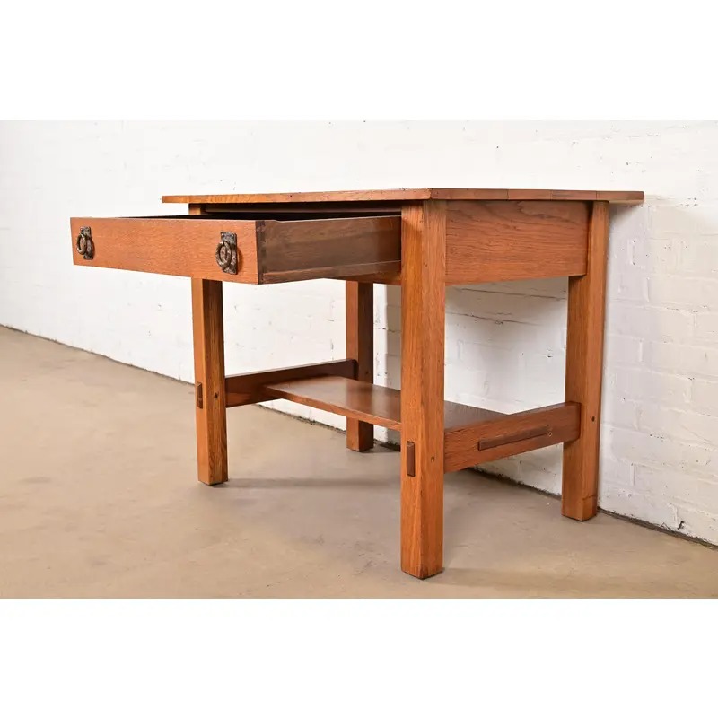 Lifetime Furniture Antique Mission Oak Arts & Crafts Desk or Library Table, Circa 1910 - Image 6