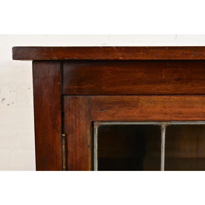 Limbert Style Mission Arts & Crafts Mahogany Leaded Glass Front Double Bookcase Cabinet, Circa 1900 - Image 6