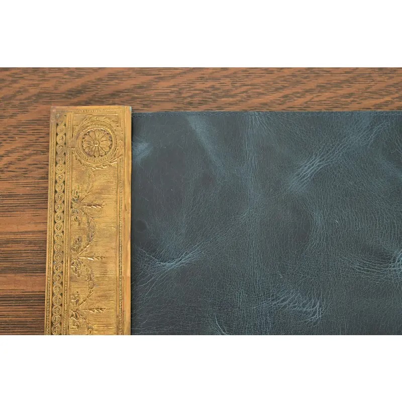 Tiffany Studios New York Adam Pattern Bronze Doré Blotter Ends With Leather Desk Blotter - Image 6