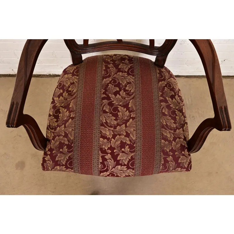 Kindel Furniture Federal Carved Mahogany Arm Chairs, Pair - Image 7
