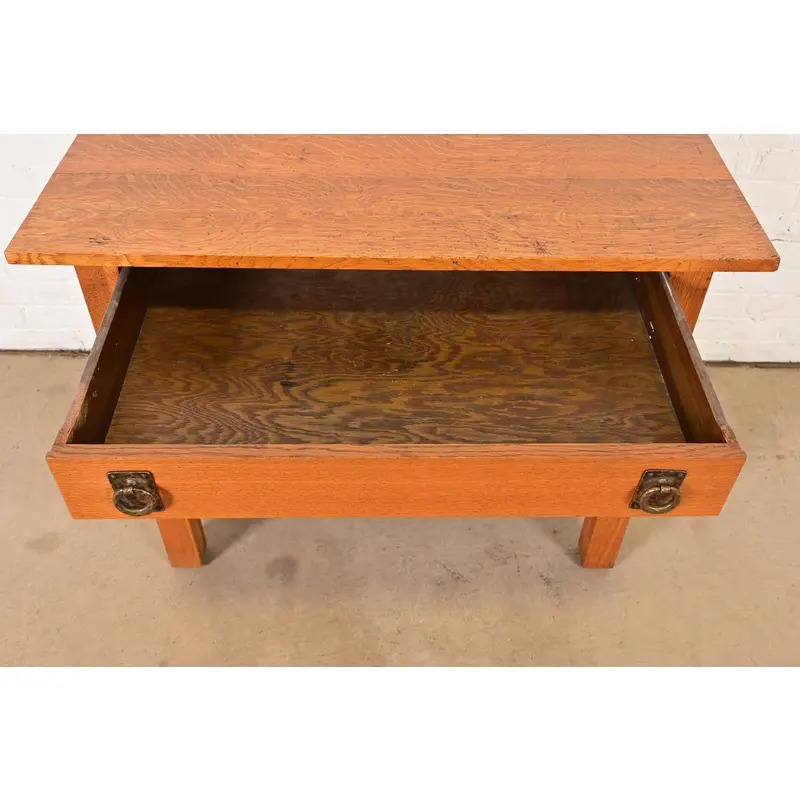 Lifetime Furniture Antique Mission Oak Arts & Crafts Desk or Library Table, Circa 1910 - Image 7