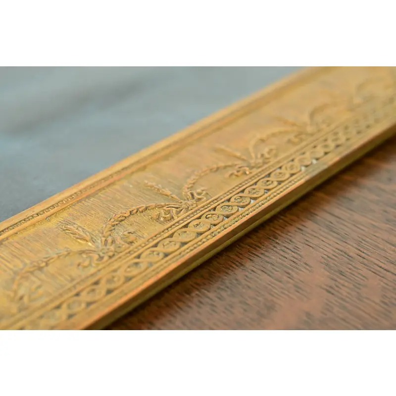 Tiffany Studios New York Adam Pattern Bronze Doré Blotter Ends With Leather Desk Blotter - Image 7