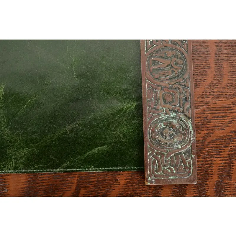 Tiffany Studios New York Zodiac Bronze Blotter Ends With Leather Desk Blotter - Image 7