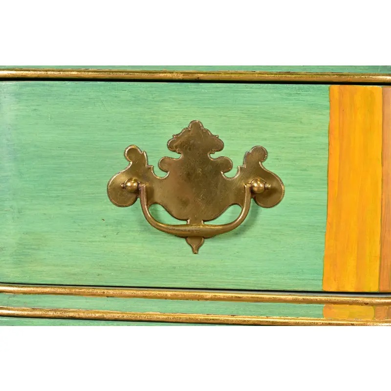 1980s Kindel Furniture Georgian Hand-Painted Block Front Chest of Drawers - Image 8