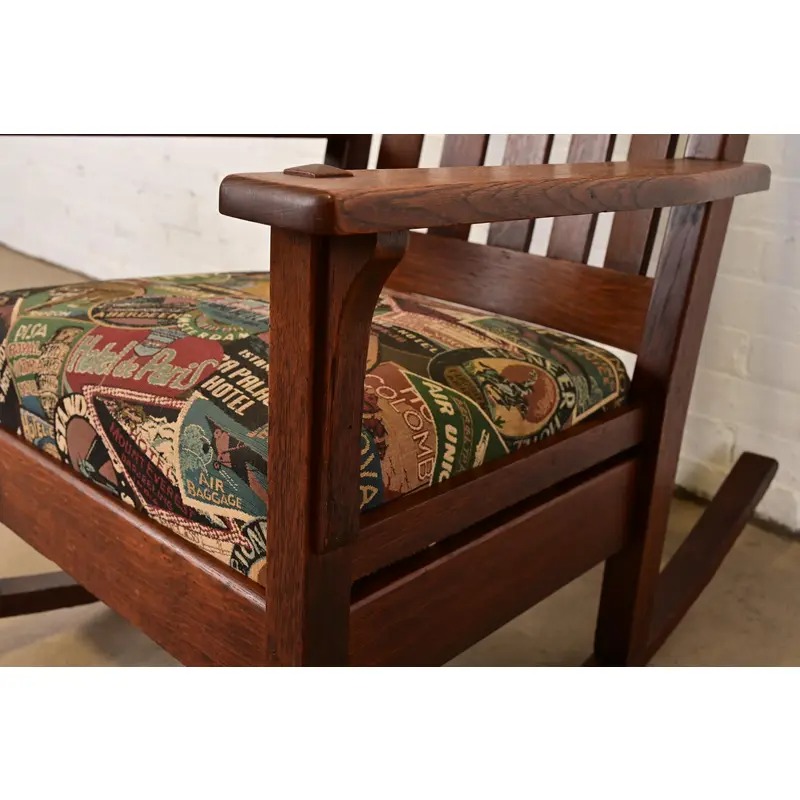 J. M. Young & Sons Antique Mission Oak Arts & Crafts Rocking Chair, Circa 1900 - Image 8