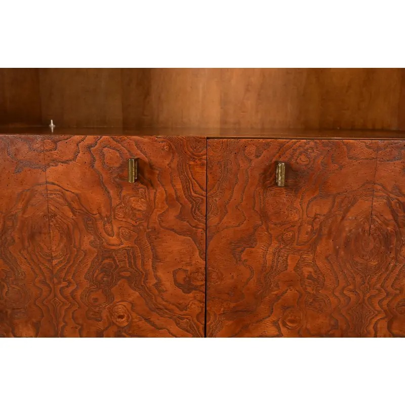 Jack Cartwright for Founders Burl Wood Lighted Bookcase or Bar Cabinet, Circa 1970s - Image 8