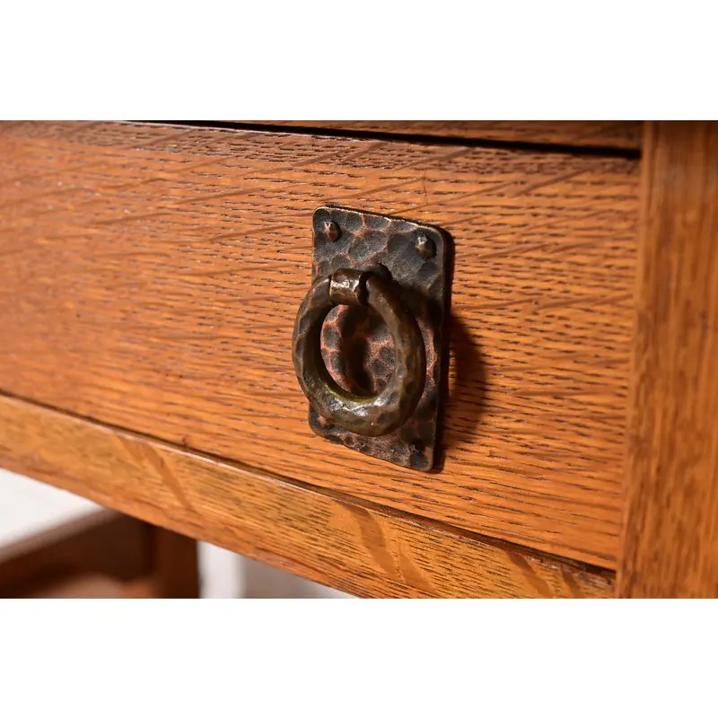 Lifetime Furniture Antique Mission Oak Arts & Crafts Desk or Library Table, Circa 1910 - Image 8