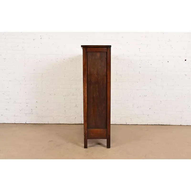 Limbert Style Mission Arts & Crafts Mahogany Leaded Glass Front Double Bookcase Cabinet, Circa 1900 - Image 8