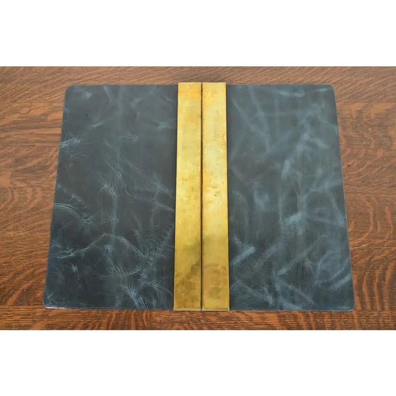 Tiffany Studios New York Adam Pattern Bronze Doré Blotter Ends With Leather Desk Blotter - Image 8