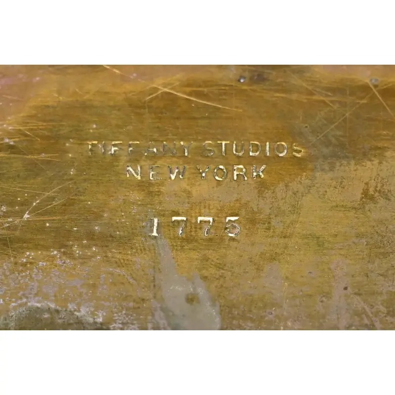 Tiffany Studios New York "Adam" Pattern Bronze Doré Blotter Ends With Leather Desk Blotter - Image 8