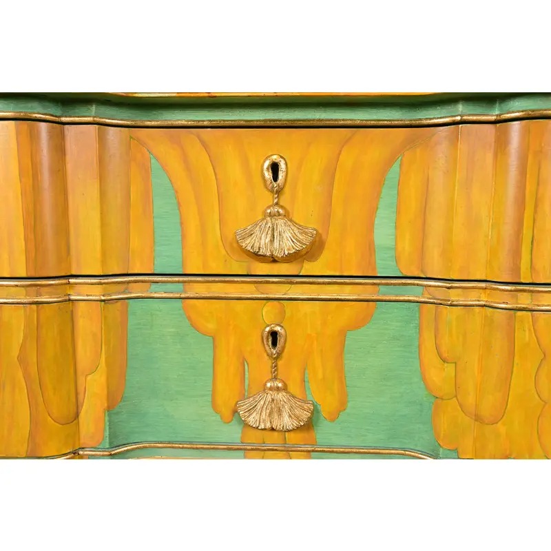 1980s Kindel Furniture Georgian Hand-Painted Block Front Chest of Drawers - Image 9