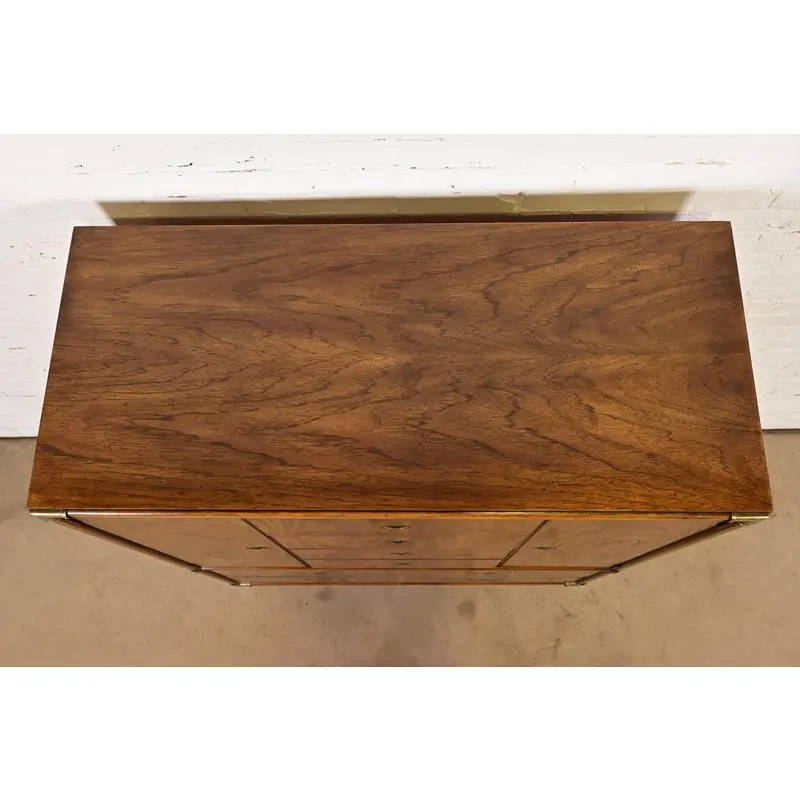 Drexel Heritage Hollywood Regency Campaign Walnut Gentleman's Chest or Armoire Dresser - Image 9