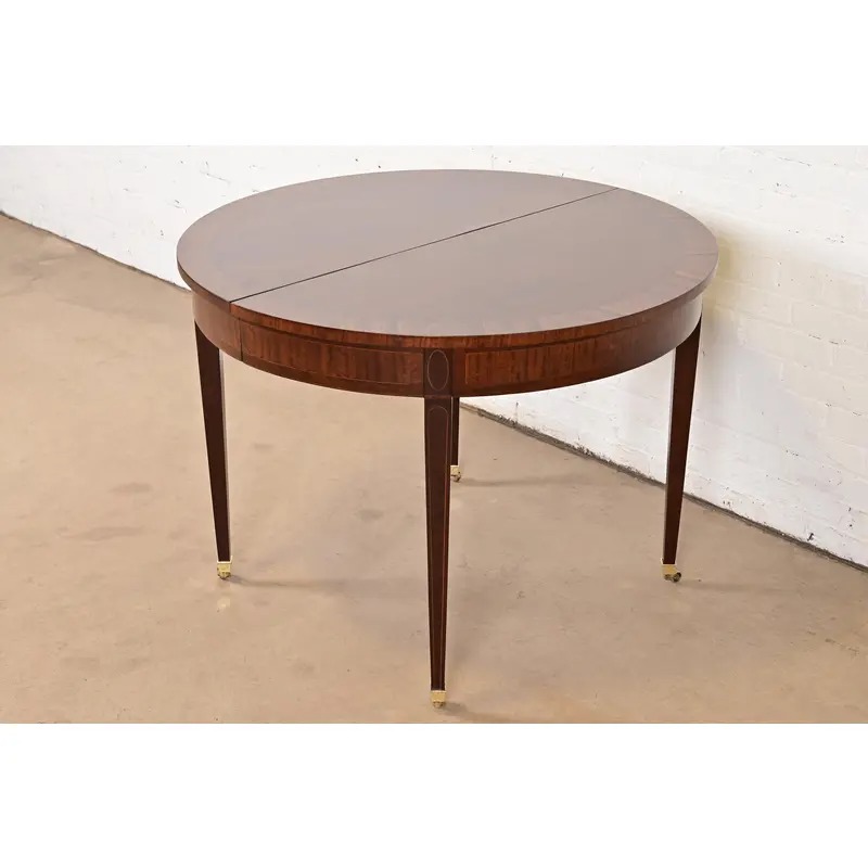 Henredon Federal Banded Mahogany Extension Dining Table, Newly Refinished - Image 9