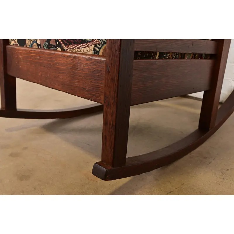 J. M. Young & Sons Antique Mission Oak Arts & Crafts Rocking Chair, Circa 1900 - Image 9