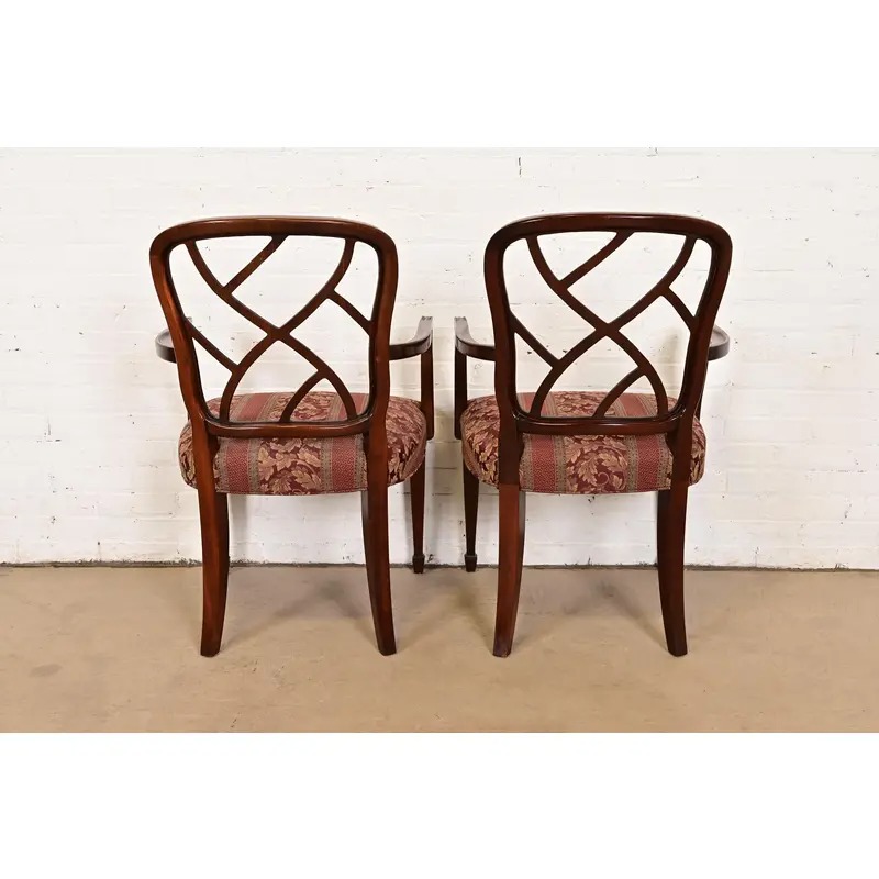 Kindel Furniture Federal Carved Mahogany Arm Chairs, Pair - Image 9