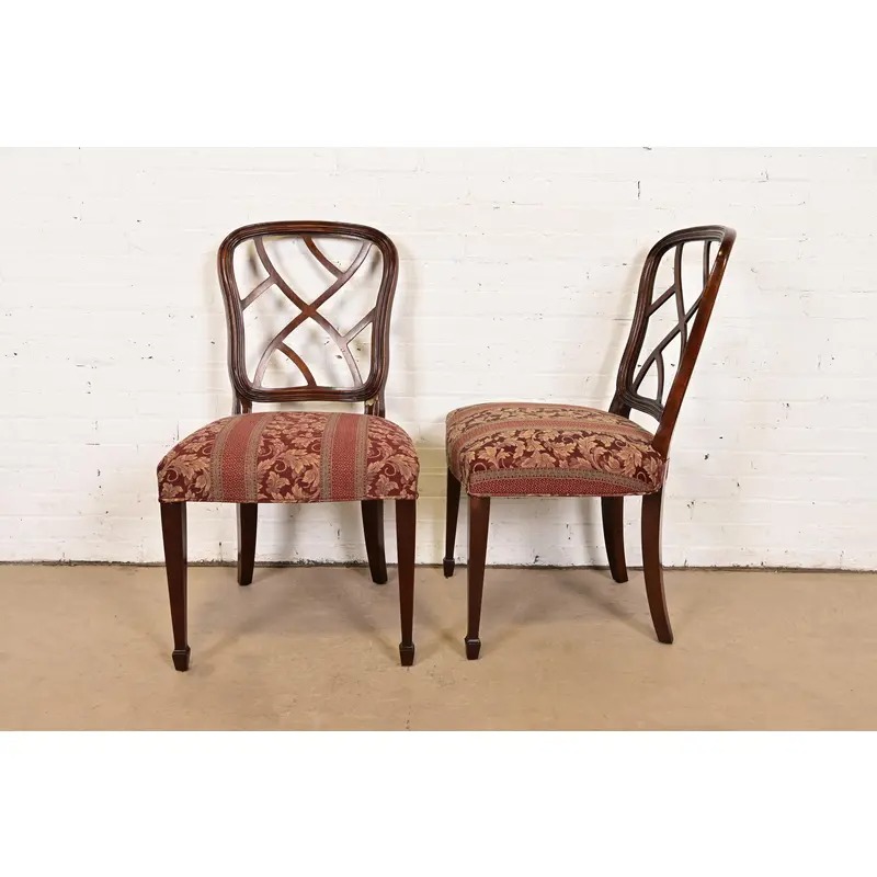 Kindel Furniture Federal Carved Mahogany Side Chairs or Dining Chairs, Pair - Image 9