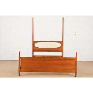 Kipp Stewart for Drexel Sun Coast Mid-Century Modern Cherry Wood Full Size Poster Bed, 1960s