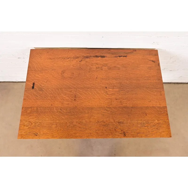 Lifetime Furniture Antique Mission Oak Arts & Crafts Desk or Library Table, Circa 1910 - Image 9