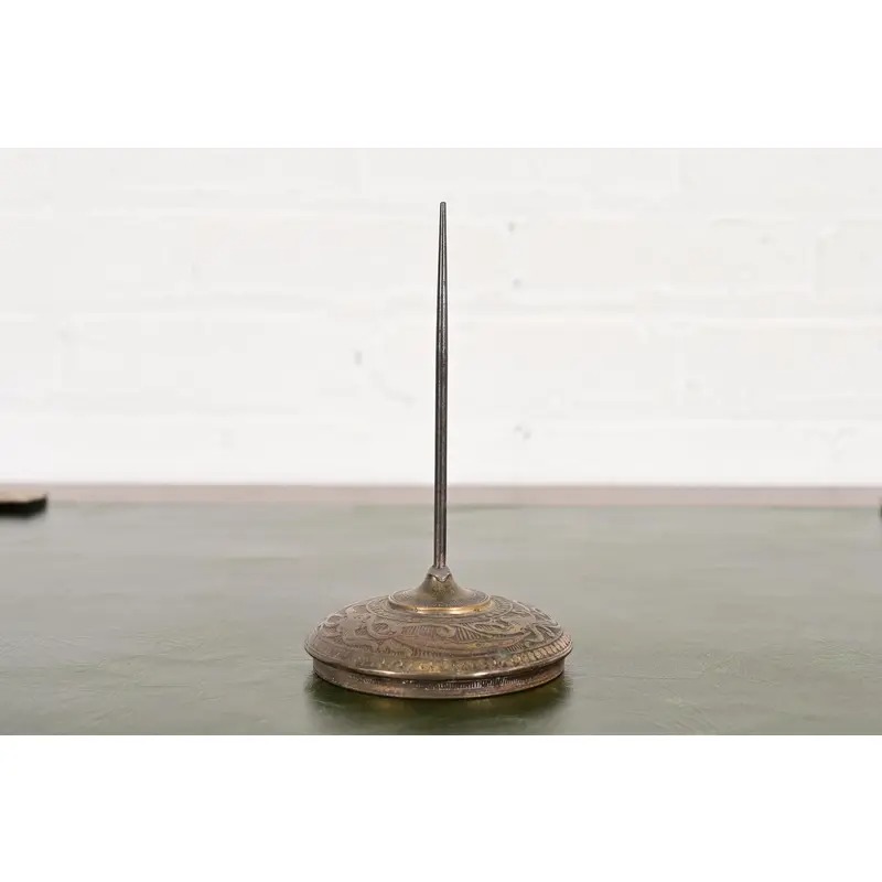 Marshall Field & Co. Antique Viking Bronze Stationery Holder Spindle, Circa 1910