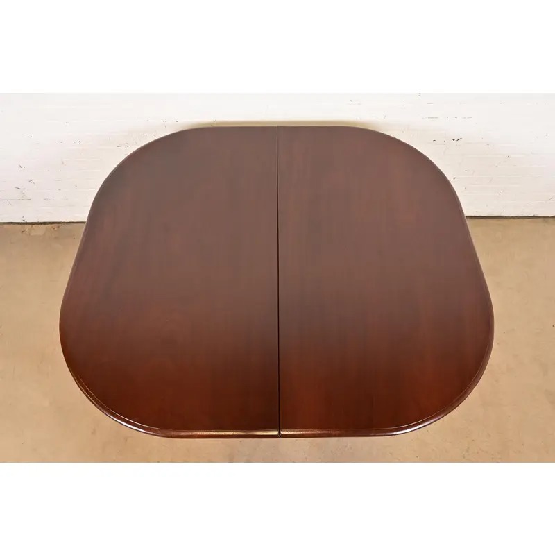 Reeder of London Antique English Regency Carved Mahogany Pedestal Extension Dining Table, Newly Restored - Image 9