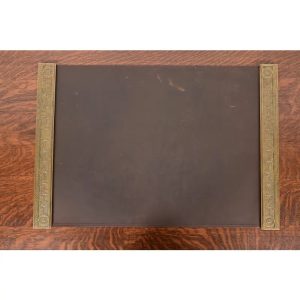 Tiffany Studios New York "Adam" Pattern Bronze Doré Blotter Ends With Leather Desk Blotter