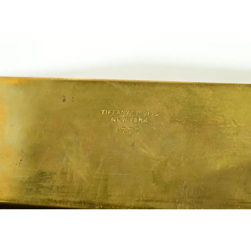 Tiffany Studios New York Adam Pattern Bronze Doré Blotter Ends With Leather Desk Blotter - Image 9