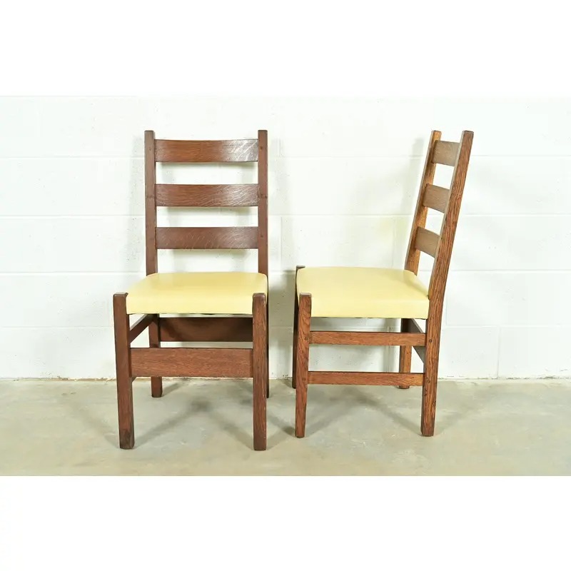 Gustav Stickley Antique Mission Oak Arts & Crafts Ladder Back Dining Chairs, Set of Ten - Image 10