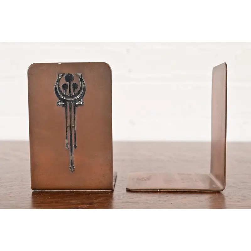 Silver Crest Arts & Crafts Sterling Silver on Bronze Bookends, Pair - Image 10