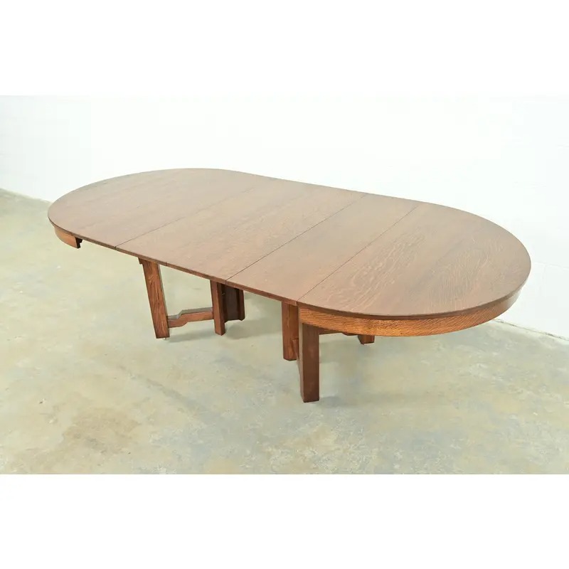 Stickley Brothers Style Antique Mission Oak Arts & Crafts Extension Dining Table, Newly Refinished - Image 10