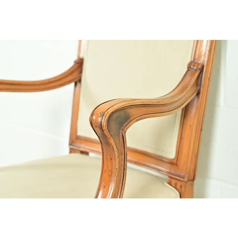 Baker Furniture Style French Regency Louis XVI Carved Walnut Dining Chairs, Set of Six - Image 11