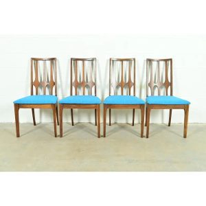 Broyhill Brasilia Mid-Century Modern Sculpted Walnut Dining Chairs, Set of Four