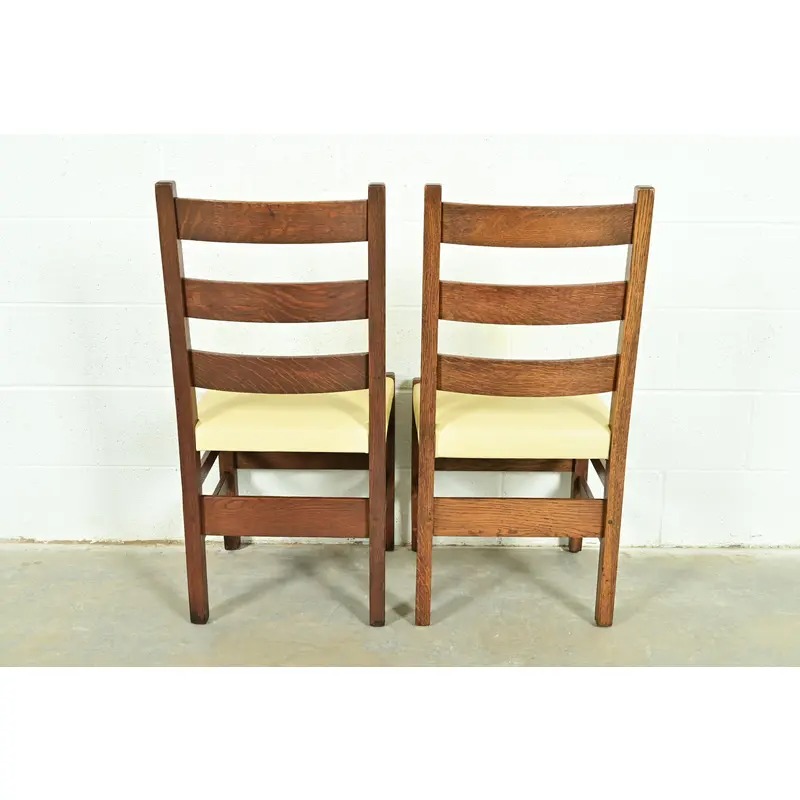 Gustav Stickley Antique Mission Oak Arts & Crafts Ladder Back Dining Chairs, Set of Ten - Image 11