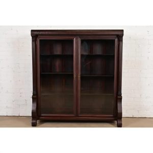 R. J. Horner Style American Empire Carved Mahogany Double Bookcase, Circa 1890s