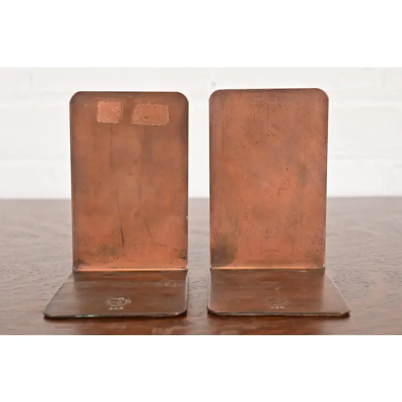 Silver Crest Arts & Crafts Sterling Silver on Bronze Bookends, Pair - Image 11