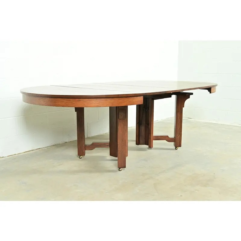 Stickley Brothers Style Antique Mission Oak Arts & Crafts Extension Dining Table, Newly Refinished - Image 11
