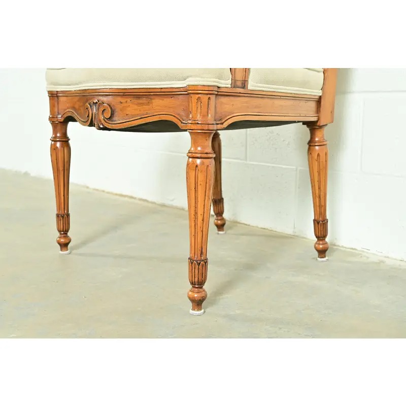 Baker Furniture Style French Regency Louis XVI Carved Walnut Dining Chairs, Set of Six - Image 12