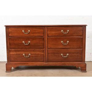 Ethan Allen Georgian Solid Cherry Wood Double Dresser or Chest of Drawers, Newly Refinished